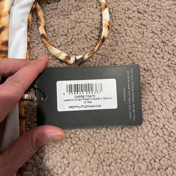 PRETTY LITTLE THING leopard ribbed tie side bikini bottom - Picture 5 of 5